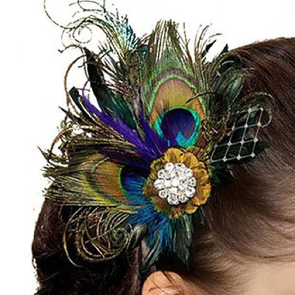 1920s Feather Fascinator Hair Clip Flapper Headpiece for Women Gatsby Style
